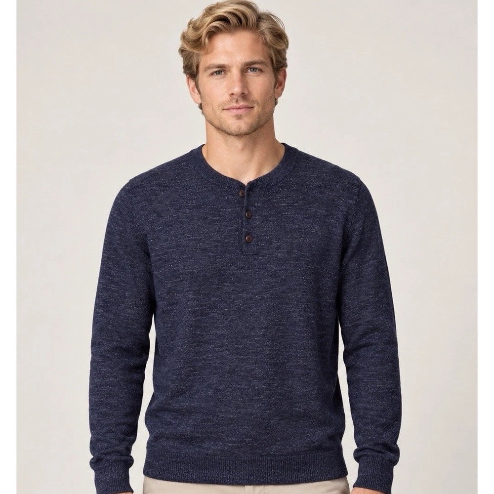 J.Crew Heather Cotton Thermal Henley Substantial Base Layer Size Large HYGGE